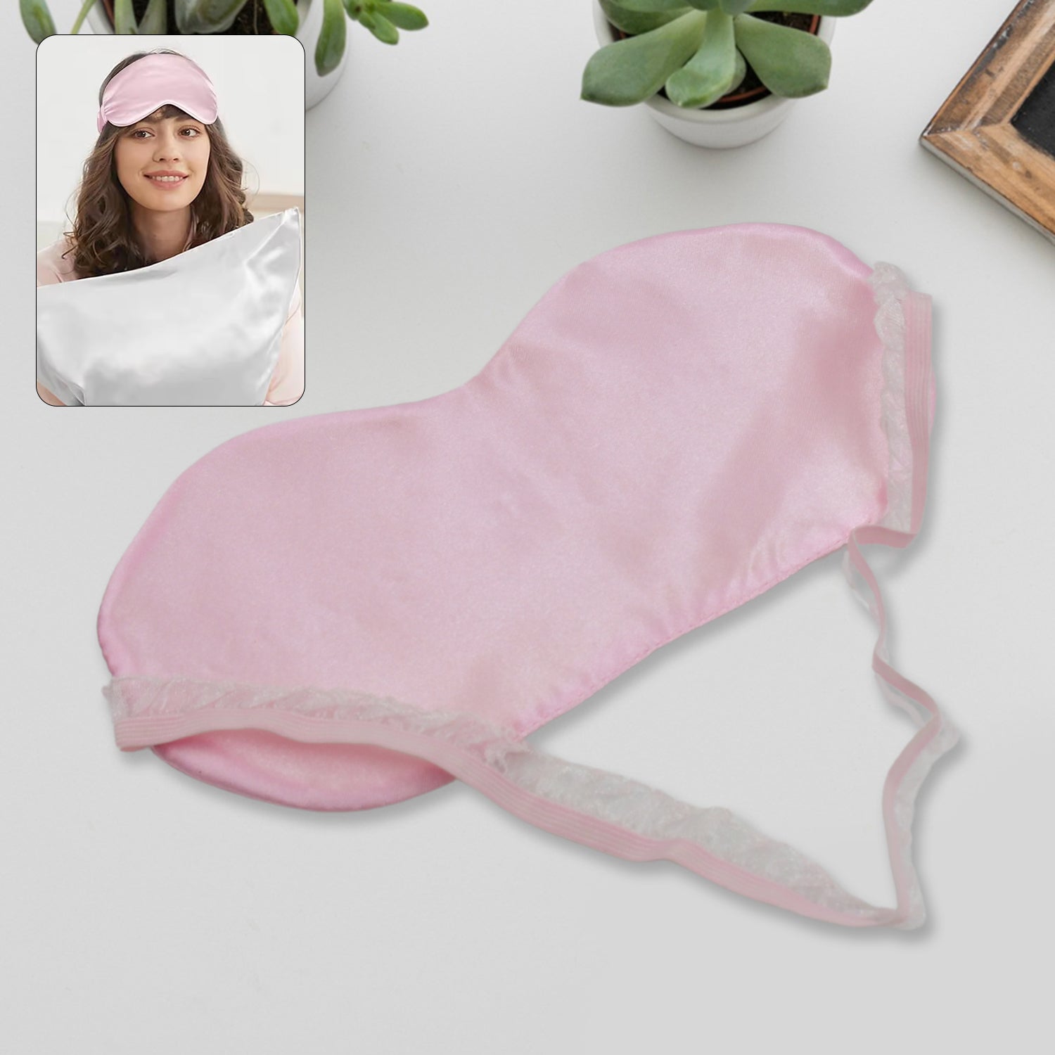 Soft satin sleep mask, blindfold for travel, light-blocking, comfortable.