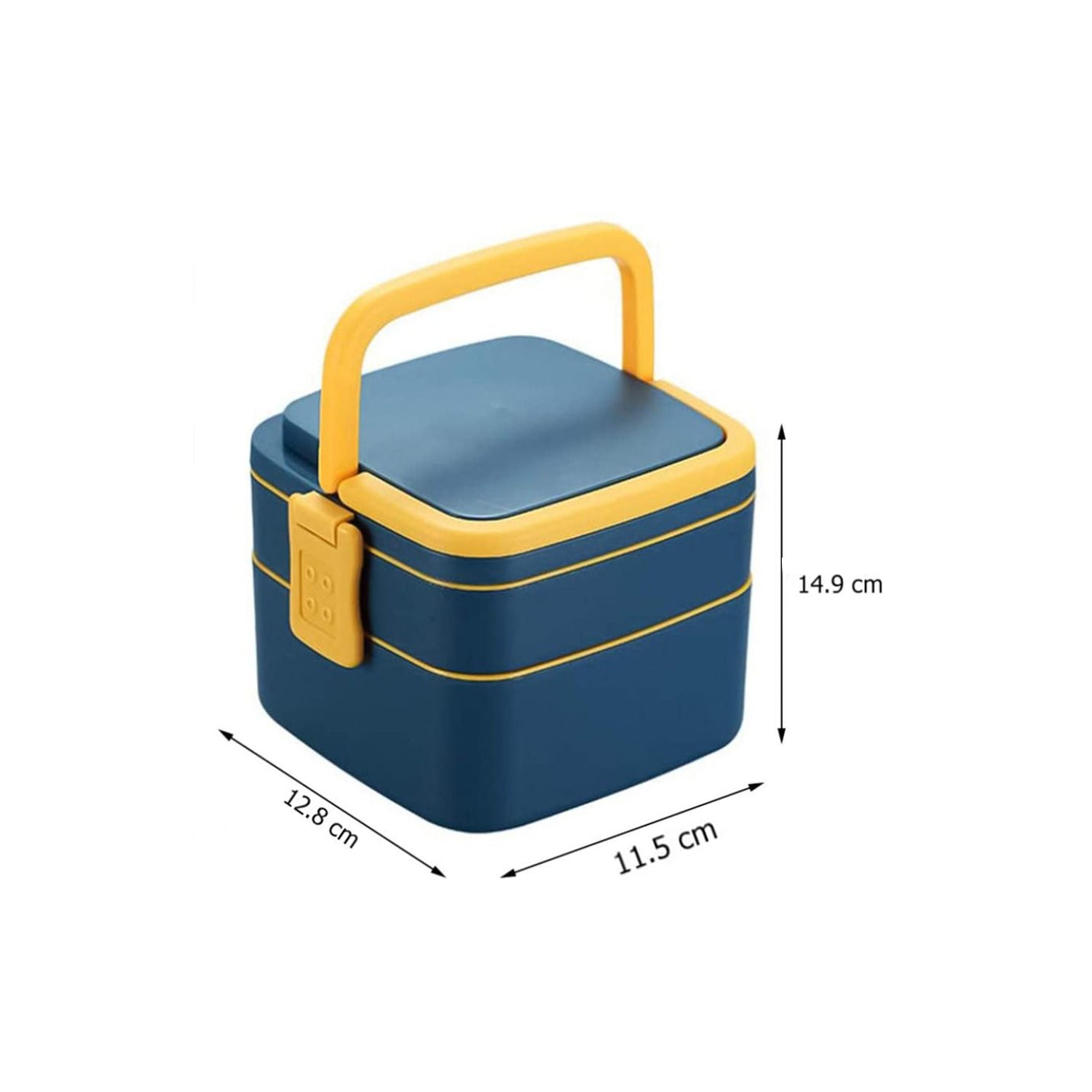 Bento lunch box with blue double layers and spoon