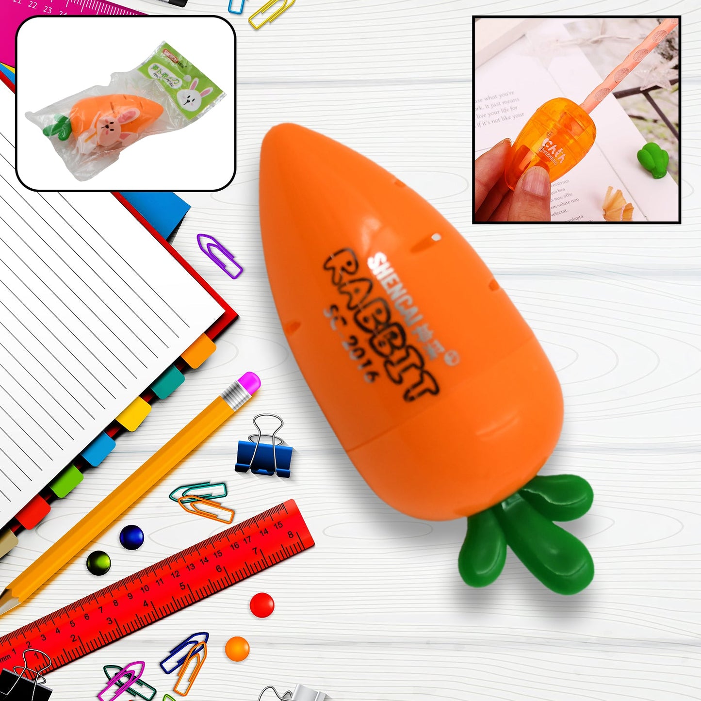 Student Pencil Sharpener Cartoon Simple Carrot Pencil Sharpener Suitable for Students, Children, School, Stationery (1 Pc)