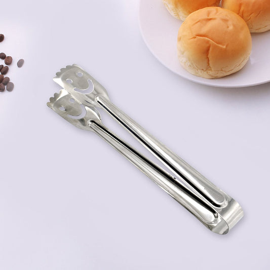 Multipurpose stainless steel utility tongs, 1 piece, for various kitchen tasks.