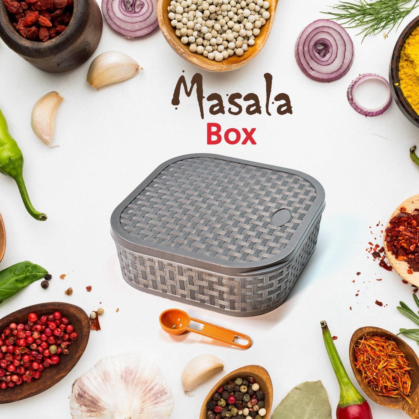 Multi-color masala container with 7 sections for spices